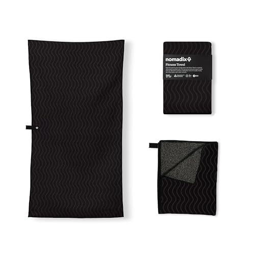 Nomadix Fitness Towel- Microterry Quick-Dry Gym & Yoga Sweat Towel, Odor-Resistant, Ultra Absorbent, Sand & Pet Hair-Resistant, Recycled Material, 30″×16″- Regenerative Black - color: Regenerative Black