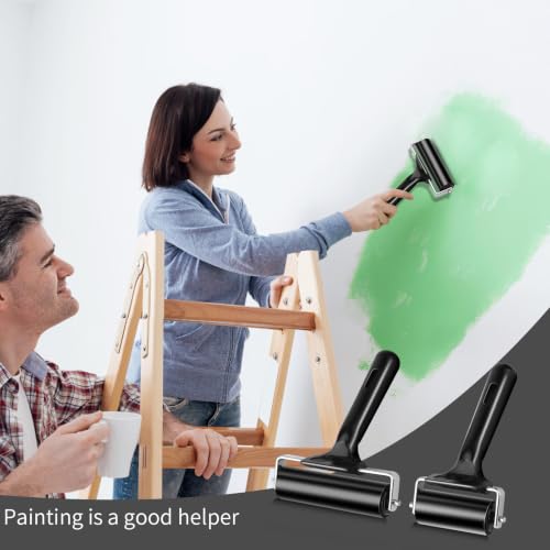2Pcs Rubber Roller Brayer Rollers Hard Rubber 4 and 2.2 Inch for Printmaking (Black) by HRLORKC… - size: 1pack 2.2inch+1pack 4inch