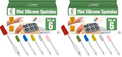 Evelots Set of 6 Mini Silicone Spatulas for Kitchen Cooking & Baking, Small Silicone Cooking Utensils, Heat Resistant BPA Free - Up To 446 Degrees (Pack of 2) - size: Set of 6 (Pack of 2)