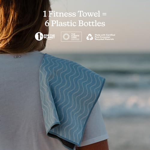Nomadix Fitness Towel- Microterry Quick-Dry Gym & Yoga Sweat Towel, Odor-Resistant, Ultra Absorbent, Sand & Pet Hair-Resistant, Recycled Material, 30″×16″- Regenerative Black- Pale Blue - color: Regenerative Pale Blue