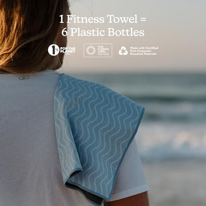 Nomadix Fitness Towel- Microterry Quick-Dry Gym & Yoga Sweat Towel, Odor-Resistant, Ultra Absorbent, Sand & Pet Hair-Resistant, Recycled Material, 30″×16″- Regenerative Black- Pale Blue - color: Regenerative Pale Blue