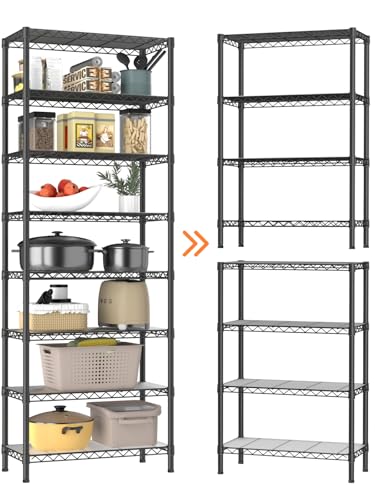 Golpart 8Tier Adjustable Storage Shelves Metal Wire Shelving Standing Shelf - color: Black, size: 8-tier-12"Dx22"Wx72"H