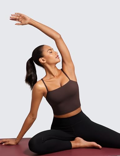 CRZ YOGA Butterluxe Cami Crop Tank Tops - color: Hot Fudge Brown, size: Medium