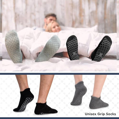 unenow Unisex Non Slip Grip Socks for Yoga Pilates Barre Home & Hospital - color: 4 Pairs-2 Black/Dark Grey/Light Grey, size: Small