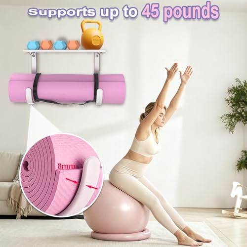 Rubber Coated Yoga Mat Holder, No Straps Required - size: 1-tier shelf
