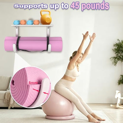 Rubber Coated Yoga Mat Holder, No Straps Required - size: 1-tier shelf