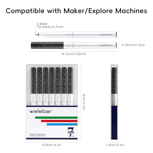 Black Glitter Gel Pens Compatible with Cricut Maker 3/Maker 4/Maker/Explore 3/4/5/Air 2/Air, 7 Pack Medium Point Pens for Writing Drawing DIY Crafts - color: Black Glitter