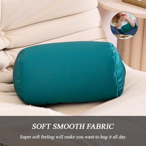 Microbead Bolster Tube Pillows with Double Cover, Squish Bean Bed Microbead Pillow Soft Neck Back Lumbar Support Smooth Cool Touch Comfortable Fabric(Forest Green) - color: Forest Green