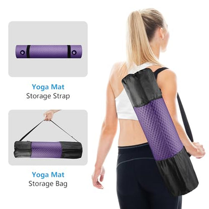 LFS Yoga Mat 72.8" x 31.5" x 2/5 inch Thick With Strap and Bag, Extra Wide - color: Purple