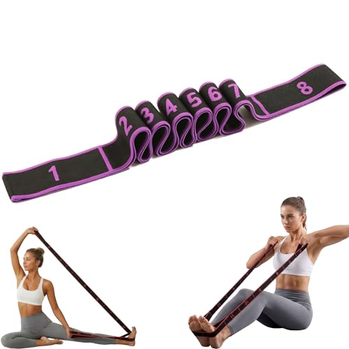 Resistance Bands for Working Out, Numbered Fabric Exercise Bands for Women Men, Non-Slip Stretching Strap with Loops for Yoga, Pilates, Physical Therapy,Dance, Home Workout Equipment - color: Purple, size: 8 Loops