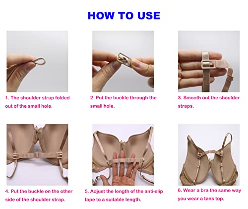 Women's Non-slip Adjustable Elastic Bra Strap Clips Holder-3 Packs - color: Black, White, Skin Color