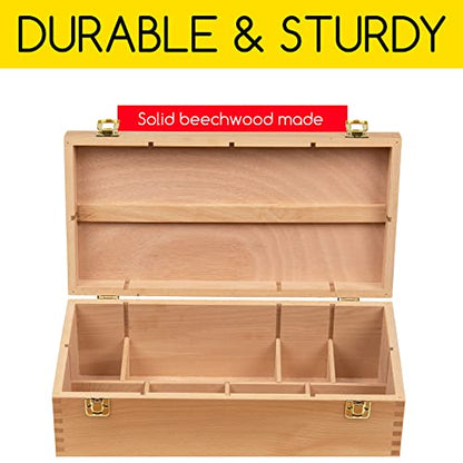 MEEDEN Sturdy Wood Tool Box: Beechwood Portable Art Supply Organizer - Large Artist Storage Box - size: Large