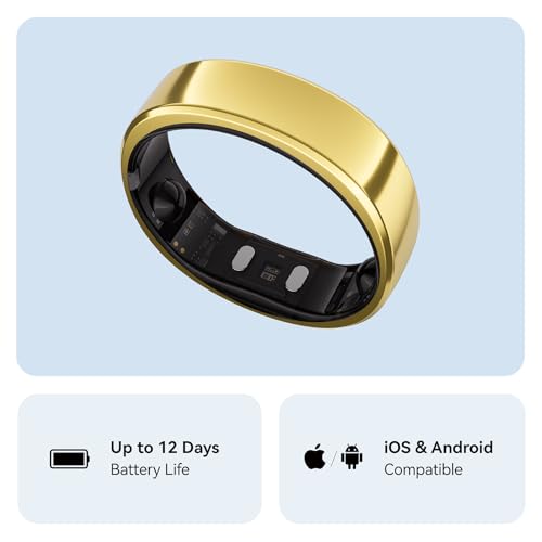 RingConn Gen 2 Smart Ring - Sleep Apnea Monitoring(Gold, Size 10) | No APP Subscription, 12-Day Battery Life, Stress/Heart Rate/Women's Health Tracker, Android & iOS Compatible - color: Royal Gold, size: 10