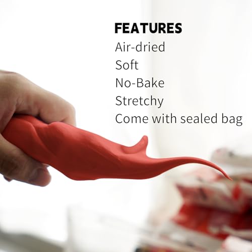 Air Dry Clay Lightweight, Flexible Modeling Clay for Adults Arts and Crafts | Professional & Moldable, Soft & No-Stick, Polymer Clay for Sculpting, Molding,Anime Figures,Making Costumes,DIY Projects - color: Red