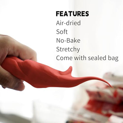 Air Dry Clay Lightweight, Flexible Modeling Clay for Adults Arts and Crafts | Professional & Moldable, Soft & No-Stick, Polymer Clay for Sculpting, Molding,Anime Figures,Making Costumes,DIY Projects - color: Red