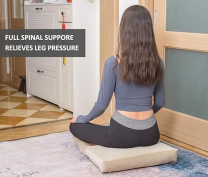 Meditation Cushion,Velvet Meditation Pillow and Zabuton 2-in-1 Portable Design(50 * 70CM). (Khaki, Service H：9cm) - color: Khaki