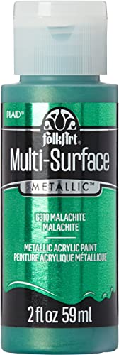 FolkArt Multi-Surface Metallic Paint in Assorted Colors (2 oz), Metallic Malachite - color: Metallic Malachite, size: 2 Fl Oz (Pack of 1)