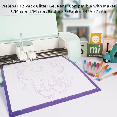 Glitter Gel Pen Set Compatible with Cricut Maker 3/Maker 4/Maker/Explore 3/4/5/Air 2/Air, 0.8 Tip Glitter Pen Set of 12 Pack Medium Point Pen, Writing, Drawing, Invitations, Cards - color: 12 Glitter Pens