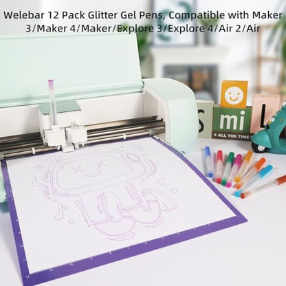 Glitter Gel Pen Set Compatible with Cricut Maker 3/Maker 4/Maker/Explore 3/4/5/Air 2/Air, 0.8 Tip Glitter Pen Set of 12 Pack Medium Point Pen, Writing, Drawing, Invitations, Cards - color: 12 Glitter Pens