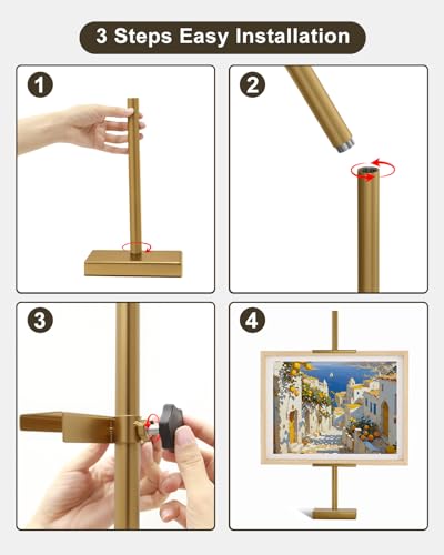 Adjustable Tabletop Easel Stand, Picture Easels for Display Up to 29" H, Metal Picture Frame Holder Stand Table for Art, Photo (Gold) - color: gold