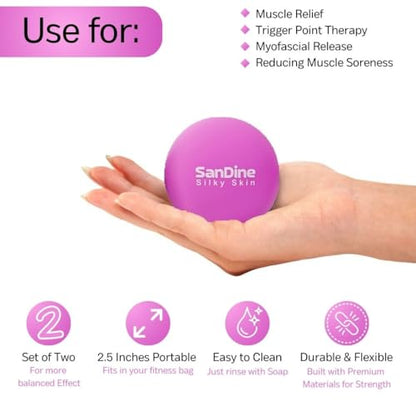 Lacrosse Massage Balls for Deep Tissue Massage - Release Tension Relieve Muscle Soreness Improve Flexibility - Ideal for Myofascial Release Trigger Point Therapy - 2Pack Yoga balls by Sandine (Purple) - color: Purple