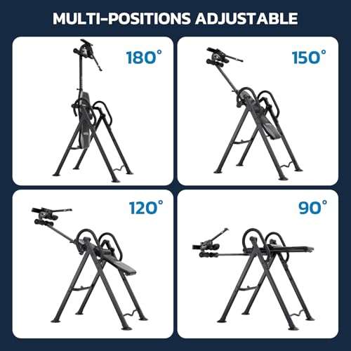 YOLEO Gravity Inversion Table for Back Pain Relief 2026 New Inversion Table | w/Lumbar Support, Easy to Assemble, Back Stretcher Machine 300 lbs - color: Grey