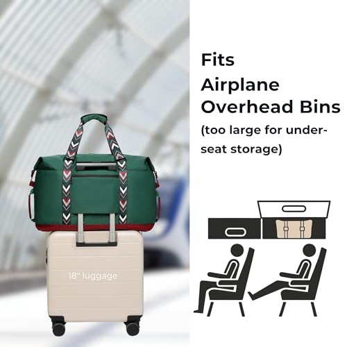 SUNNY BIRD Duffel with Utility Pouch, 40L Weekender Overnight Bag with Shoe Compartment for Travel and Sports (Greenboho) - color: Greenboho