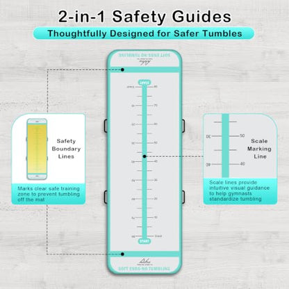 Inflatable Air Gymnastics Mat Training Mats with 2-in-1 Safety Guide Lines - color: Green, size: 13ft*3.3ft*4inch