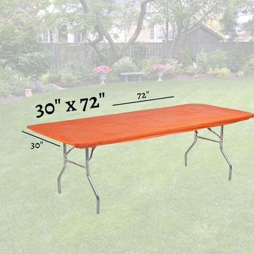 6' Rectangle Plastic Table Covers 30" x 72", Bundle of 5 (Orange) - color: Orange