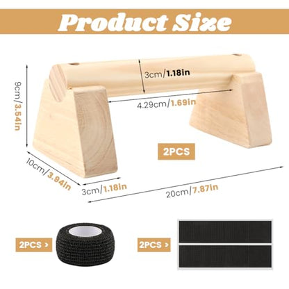Wood Parallettes Bars for Home Workout, Push Up Bars & Dip Stands, Wooden Calisthenics Equipment Handstand Blocks for Strength Training, Rehabilitation & Gymnastics - size: 25cm