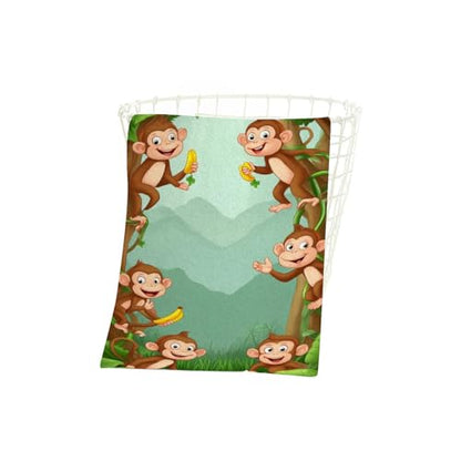 Little Monkeys Jungle Bath Towel 15X30 Inch Washcloths So Happy with Banana Tree Green Face/Body/Hair/Hand Towel for Spa Gym Yoga Swim Bathroom Kitchen Hotel - color: Little Monkeys Jungle