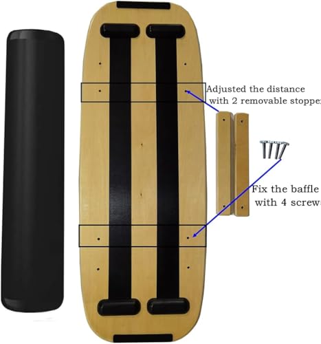 Balance Board Surf Trainer with Adjustable Stoppers - 2 Different Distance Options Balance Board for Surfing, Snowboarding, Skiing, Skateboarding, 300lbs Capacity - color: surfing