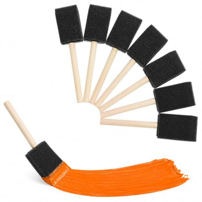 8 PCS Foam Paint Brushes, 1.6 Inch Sponge Brushes for Painting with Wood Handle for Painting, Craft, Staining, Varnish, Touch up on Wood, Canvas
