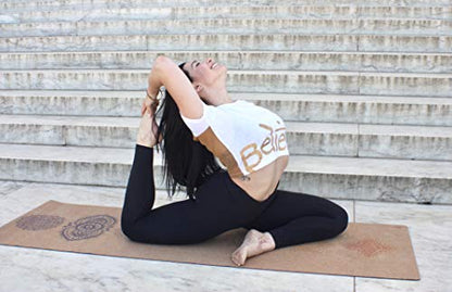 Shakti Warrior Chakra Cork Yoga mat - Artist Designed, Premium eco Friendly mats, Non Slip, Non Toxic, Great for Regular & Hot Yoga, Pilates and Work Out (72 inch x 24 inch x 3mm Thick)