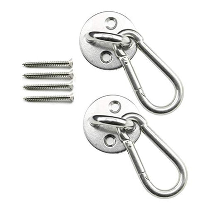 heyous 2 Set M8 Suspension Ceiling Wall Mount U Hook Anchor Hanger Stainless Steel Heavy Duty Multi Purpose Hammock Swing Ceiling Hook Round Base Plate with Snap Hook - color: Round, size: M8
