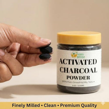 Herbs Botanica Activated Charcoal Powder, Food Grade Natural Detoxifier for Digestive Health, Teeth Whitening, Detoxification & Bug Bite Relief, 8 oz / 227 gm