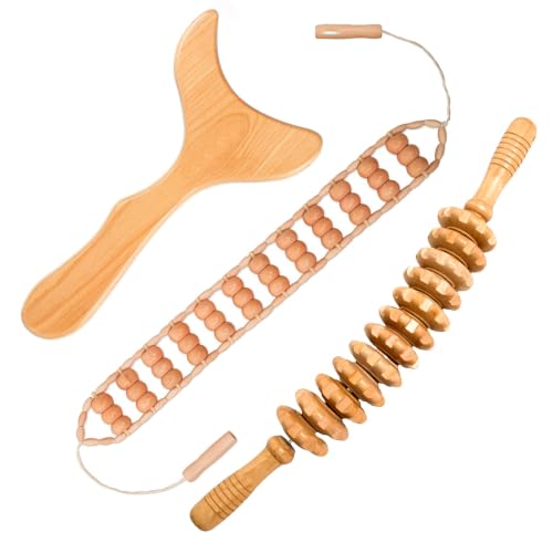 3 Pcs Wood Therapy Massage Tools Sets, Maderoterapia Body Sculpting Kit for Lymphatic Drainage, Gua Sha for Muscle Relief, Anti-Cellulite & Body Shaping - color: 3pcs