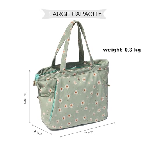 ESVAN Corduroy Yoga Tote Bag Gifts for Women Drawstring Yoga Mat Bag for Office Workout Travel Carryall Pilates Gym - color: Light Green