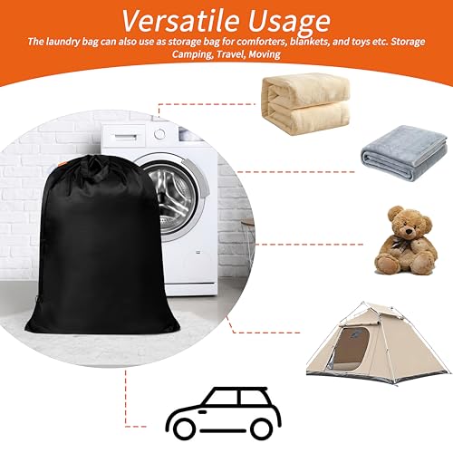 Polecasa Extra Heavy-Duty Laundry Bag with Handles, Black, 28x36" - color: Black, size: 28" x 36" | 1 Pack
