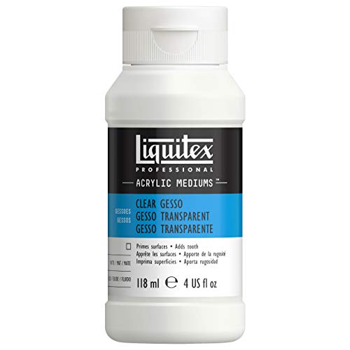 Liquitex Professional Gesso Surface Prep Medium, 118ml (4-oz), Clear | Primes Surfaces, Adds Tooth for Color Adhesion, Stiffens Canvases, Archival Quality, Optimum Absorbency for Paint - color: Clear, size: 4 Fl Oz (Pack of 1), style: 4-oz
