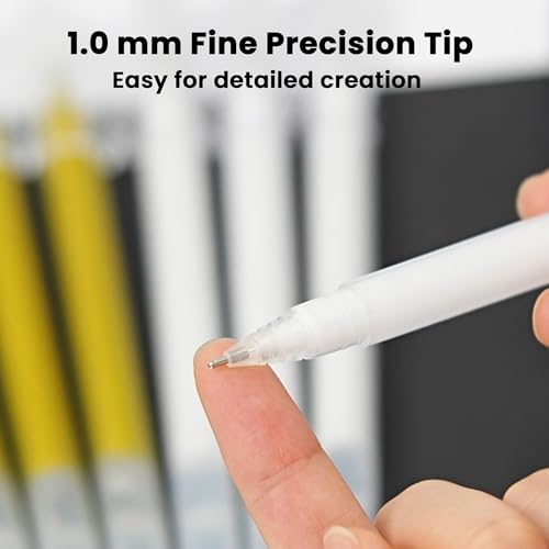 4 Pack White Gel Pens with 1.0mm Fine Tip Drawing for Black Paper | Smooth Ink Flow, High Opacity, Quick Drying, White Gel Pen for Detailing, Journaling, Highlighting, Coloring - style: 4 White x 1.0 mm