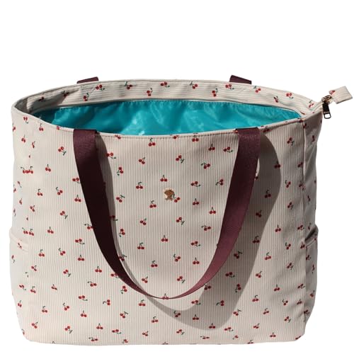 ESVAN LARGE BEACH BAG Water Resistant Lightweight 20 inch Women Oversize Tote Bag for Gym Beach Travel Pool Yoga Nurse - color: Corduroy Cherry