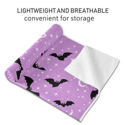 Yoga Mat Towel Halloween Bats Moons, 73" x 27" - color: Halloween Bats Moons