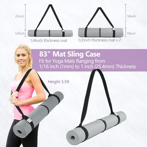 Yoga Mat Carrier Strap, Adjustable Thick Straps Sling for Carrying Large Mats, Stretching Band - color: 1pc Black