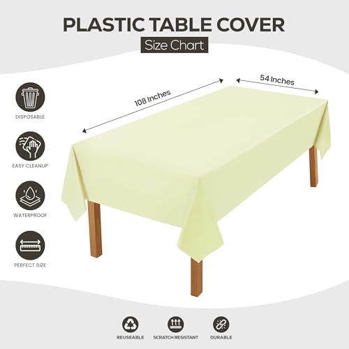 Utopia Kitchen Plastic Table Cloth Disposable [Ivory, 12 Pack] | Rectangle Tablecloth Waterproof Stain Resistant Party Table Cover - color: Ivory, size: 54X108 Inch - 12PC