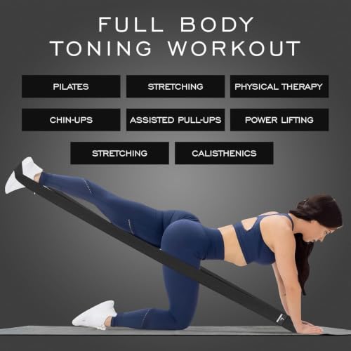 Premium 76" Extra Long Resistance Band for Working Out, 3" Wide Non-Slip Fabric Exercise Band for Stretching, Yoga, Strength Training & Physical Therapy (Black)