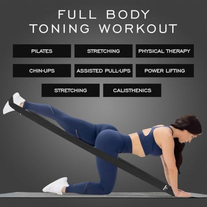 Premium 76" Extra Long Resistance Band for Working Out, 3" Wide Non-Slip Fabric Exercise Band for Stretching, Yoga, Strength Training & Physical Therapy (Black)