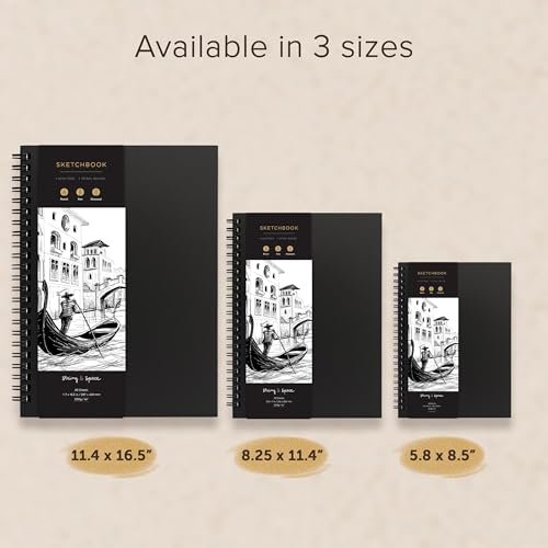 Artist’s Sketchbook Hardcover – 200GSM Very Thick Paper – Large, Spiral Sketch Book for Drawing and Mixed Media – Sketch Pad, Art Book - 8.25 x 11.4, 40 Sheets / 80 Pages - size: 8.25 x 11.4 inches