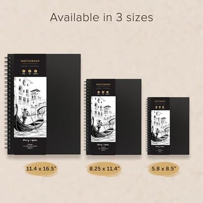Artist’s Sketchbook Hardcover – 200GSM Very Thick Paper – Spiral Sketch Book for Drawing and Mixed Media – Sketch Pad, Art Book - 5.8 x 8.5, 40 Sheets / 80 Pages - size: 5.8 x 8.5 inches