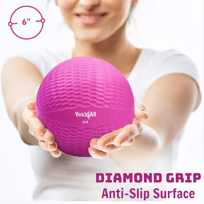Yes4All Weighted Toning Balls for Exercise, Soft Medicine Balls for Exercise, Pilates, Yoga, Balance, Flexibility, 2-10lbs - color: Pink, style: B. Diamond Grip - Knurl